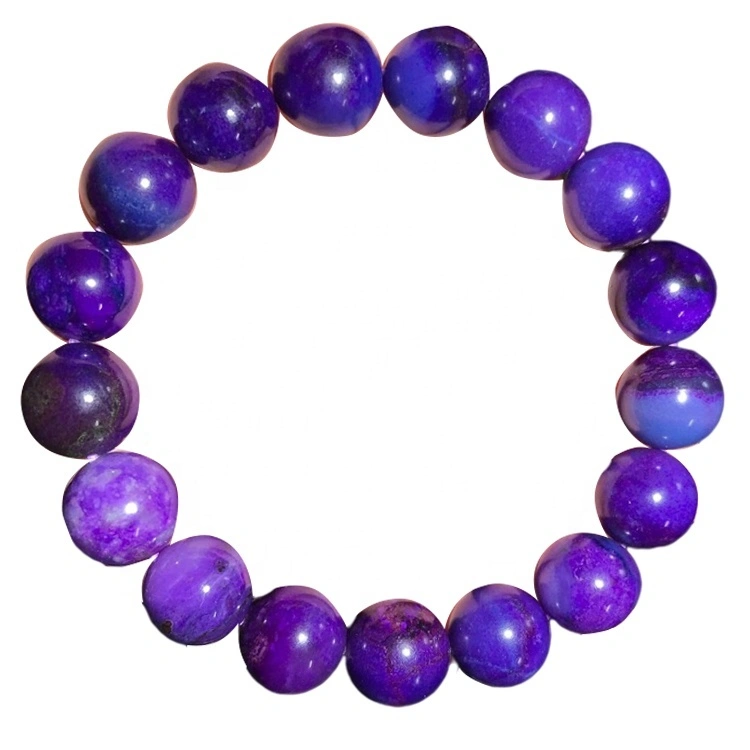 Pulsera de cuentas de sugulita, piedra de lava, diseño único elástico, regalo único, regalo espacial, cuenta azul de meteorito 1