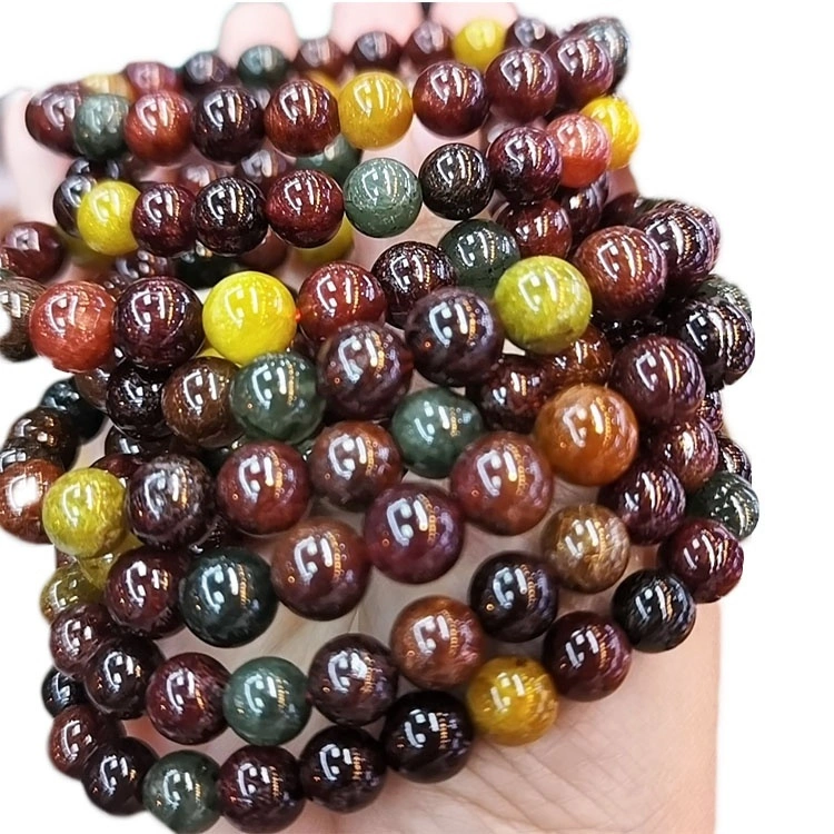 Pulsera de cuentas de piedras preciosas naturales de cuarzo rutilado, pulsera elástica hecha a mano para hombres y mujeres, piedras preciosas genuinas, cuentas redondas curativas 1