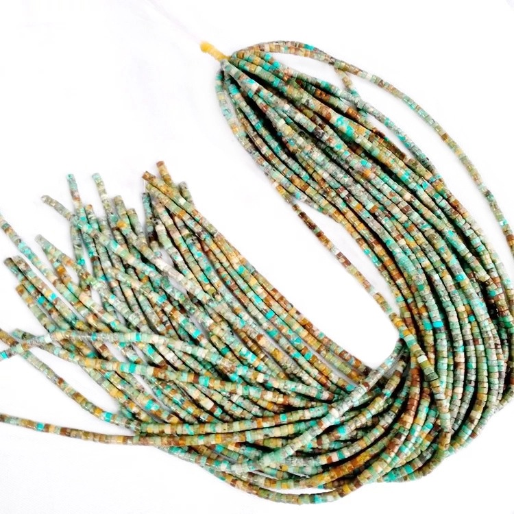 کینګمن فیروزي 4mm Heishi 16 اوږده اریزونا فیروزي مالګه سټرینډ 1