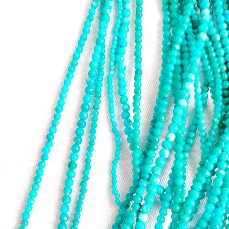 Turquoise Gemstone Blue  Beads 16 inch Full Strand 3mm Queen Round Loose Turquoise Beads Gems 1