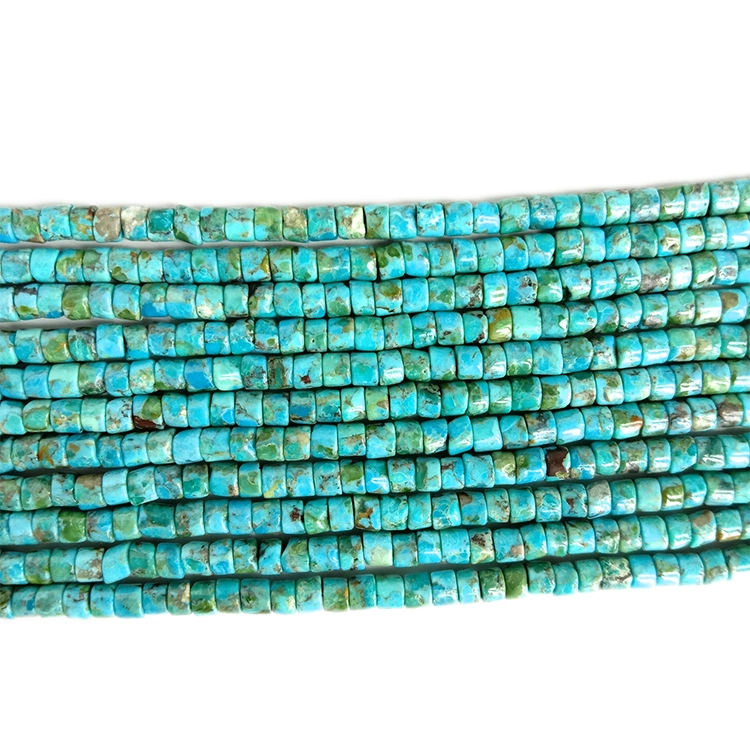 Turquoise سىلىق كۆك يۇمىلاق گۆھەر تاش مونچاق ھەقىقىي تەبىئىي زىبۇزىننەت بۇيۇملىرى 1