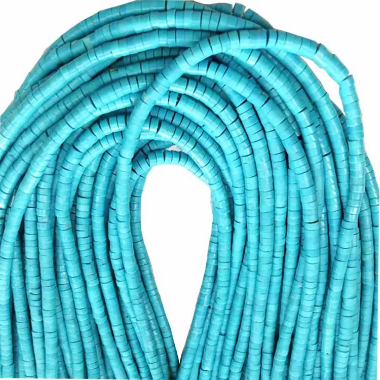 Queen Turquoise Gemstone Blue Round Ha e le hantle lejoe la bohlokoa le hlephileng Lifaha tse 16 inch Full Strand turquoise 1