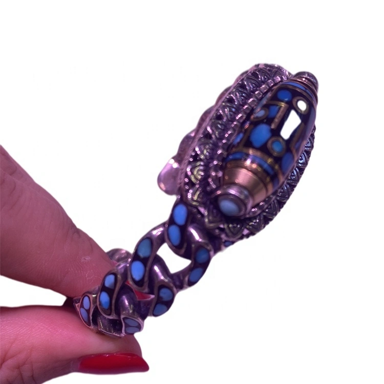 Gelang Turquoise sing apik banget. Pirus alami ing 925 Sterling Silver Bohemian. Gelang Manset Kanggo Wanita lan Kanca. Dece 1