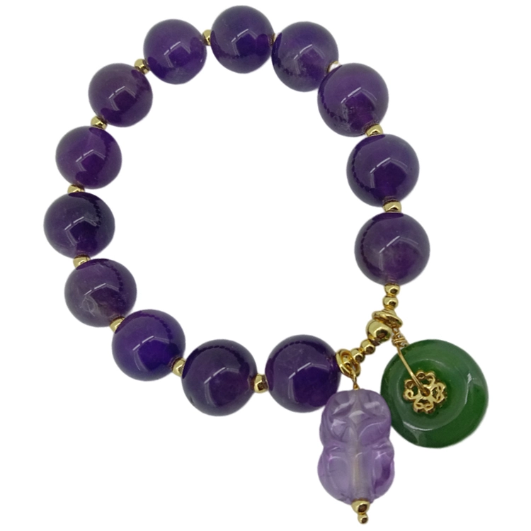 Pulsera curativa de piedras preciosas moradas de amatista natural 1