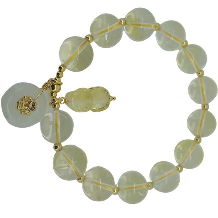 Pulsera de Citrino Genuino Natural Cuentas Redondas Amarillas 1