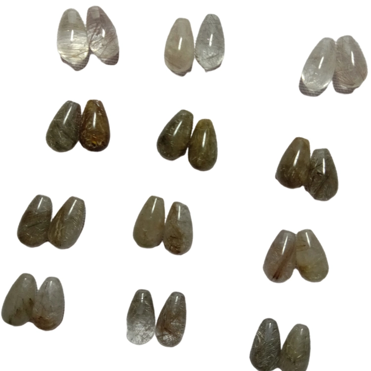 천연 고품질 황금 Rutilated 석영 눈물면 처리 된 최고 드릴 8x14mm 보석 용 느슨한 보석 1