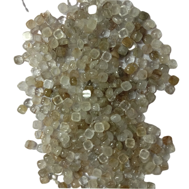 Asili Golden Rutilated Quartz Square Shape Cabochon Gemstone 8x8mm 1