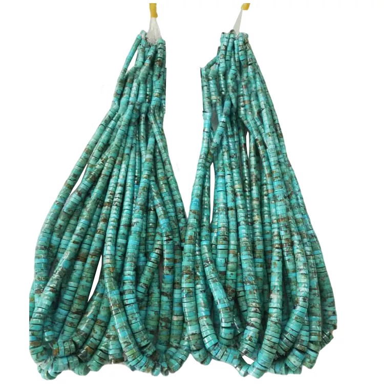 Natural Turquoise Heishi Rondelle Shape Natural Multi Color Turquoise Gemstones Loose Beads 16 Inches Strand 1