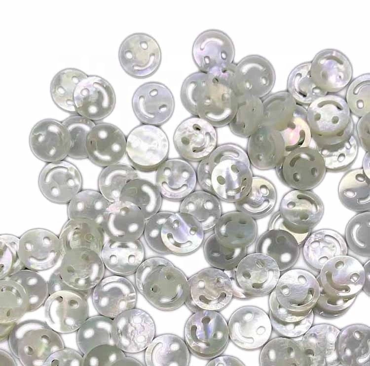 Craft jewelry size 12mm White MOP Carved smile round shape 1
