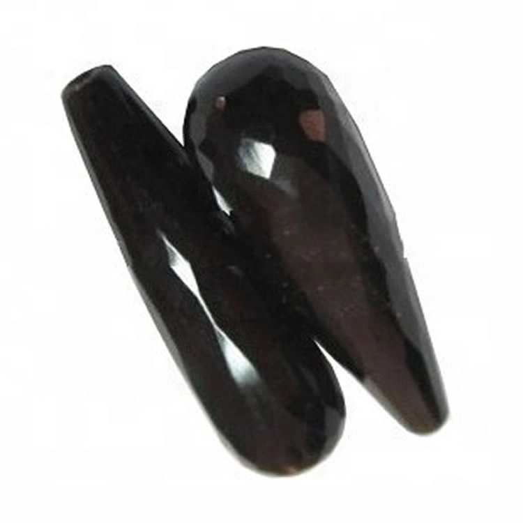 Long Pear fòm Nwa Onyx Flat Retounen Cabochon Wholesale pyèr pè pyèr 1