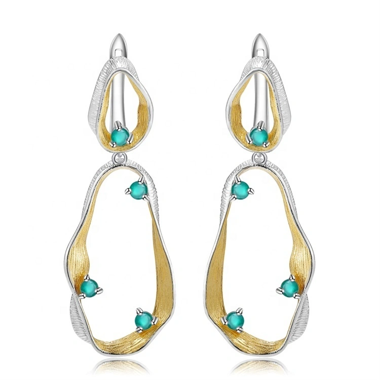 New Arrival  Jewelry Series 925 Sterling Silver Natural  natural blue quartz Women\'s Drop Earrings 1