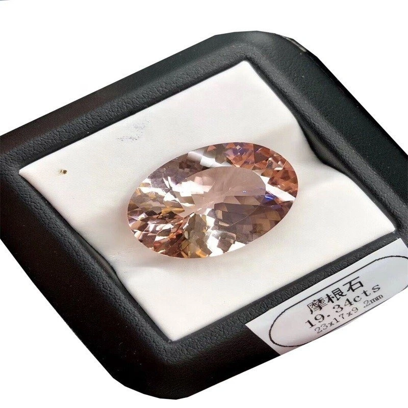peach morganite oval morseted កាត់ថ្មសម្រាប់គ្រឿងអលង្ការធ្វើឱ្យមានគុណភាព 3a ដែលមានគុណភាពពីប្រភេទថ្ម 1