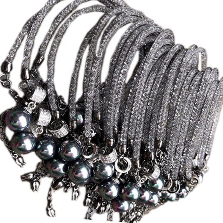 Joyería de pulsera de perlas naturales con incrustaciones de plata de ley 925 1