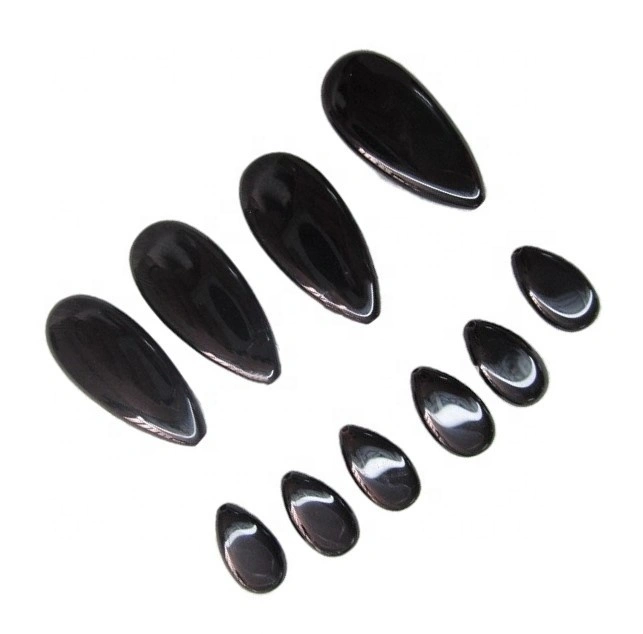 Asili nyeusi onyx cabochon muda mrefu marquise cabochon gorofa nyuma calibrated cabochon 1