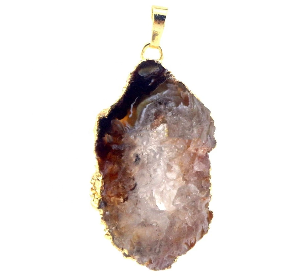 Ejiji ọla Gemstone Druzy Natora Pendant 1