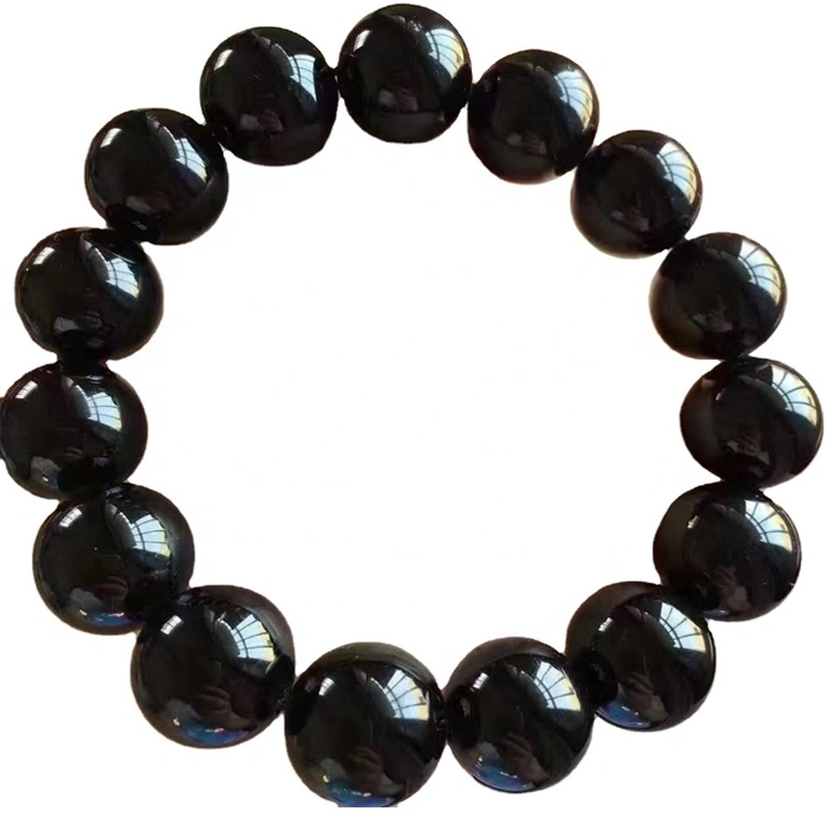 Natural Black Tourmaline Beads Redondo Pulsera Rubellite Moda Moda Mujeres Pulsera personalizable 1