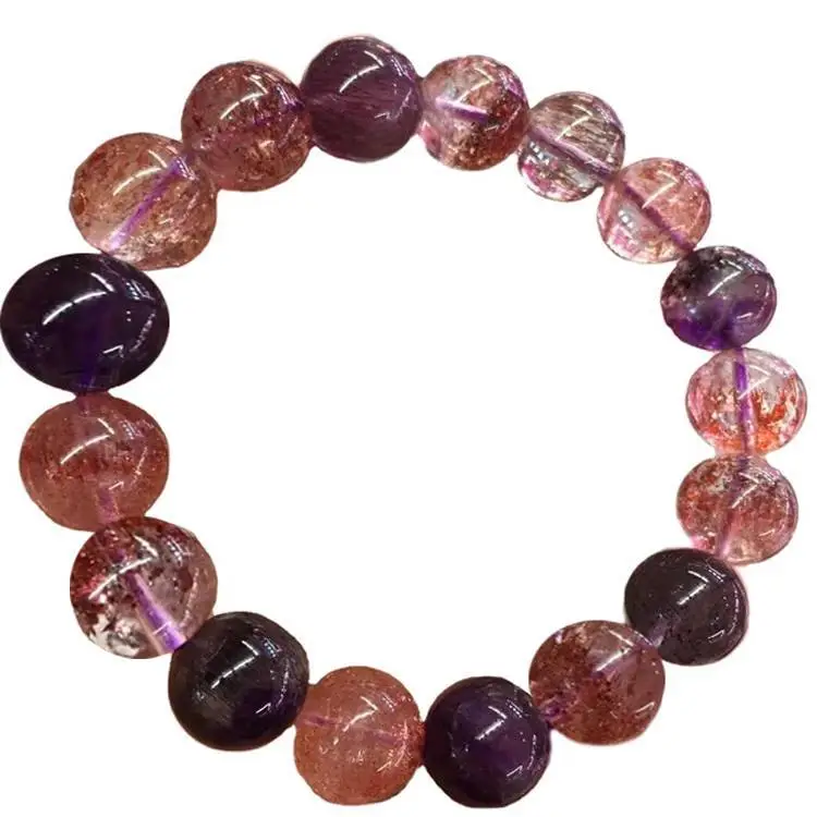 Mezcla de colores rojo/púrpura/negro cuentas redondas SUPPER SEVEN pulsera joyería 1