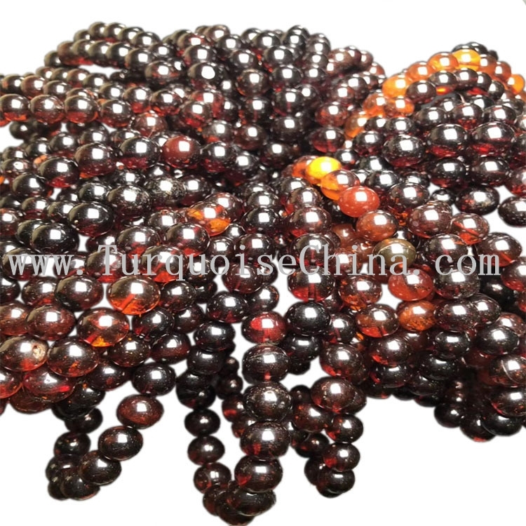 Derechos naturales redondos de 10 mm Vino rojo sangre Ámbar de piedras preciosas 1