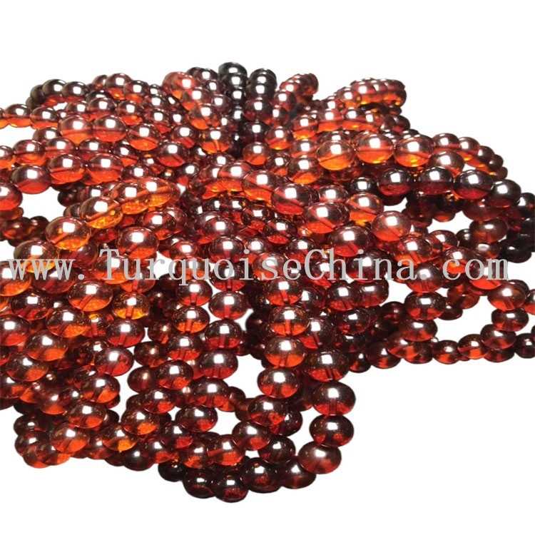 9mm Round Natural Beads Wine Red Blood Amber Gemstone Strand 1