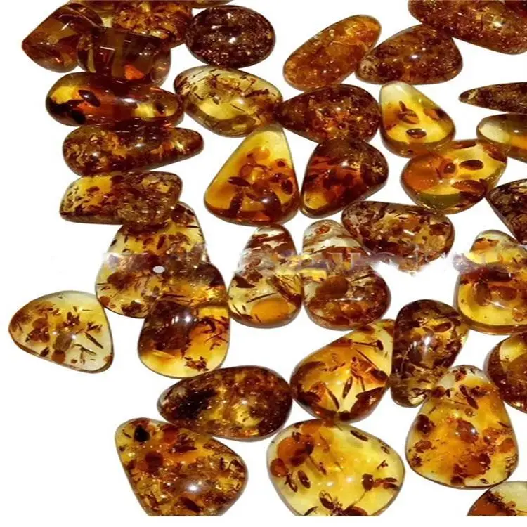 પ્રીટિ નેચરલ અંબર મીણ cabochon પાણી ડ્રોપ આકાર પીળા રત્ન ઘરેણાં 1