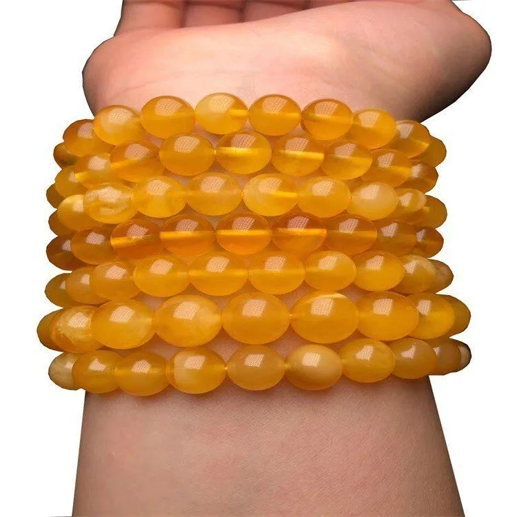 Pulsera de cera de abeja amarilla natural Amber Beeswax pulseras para mujeres hombres mejor amigo 1
