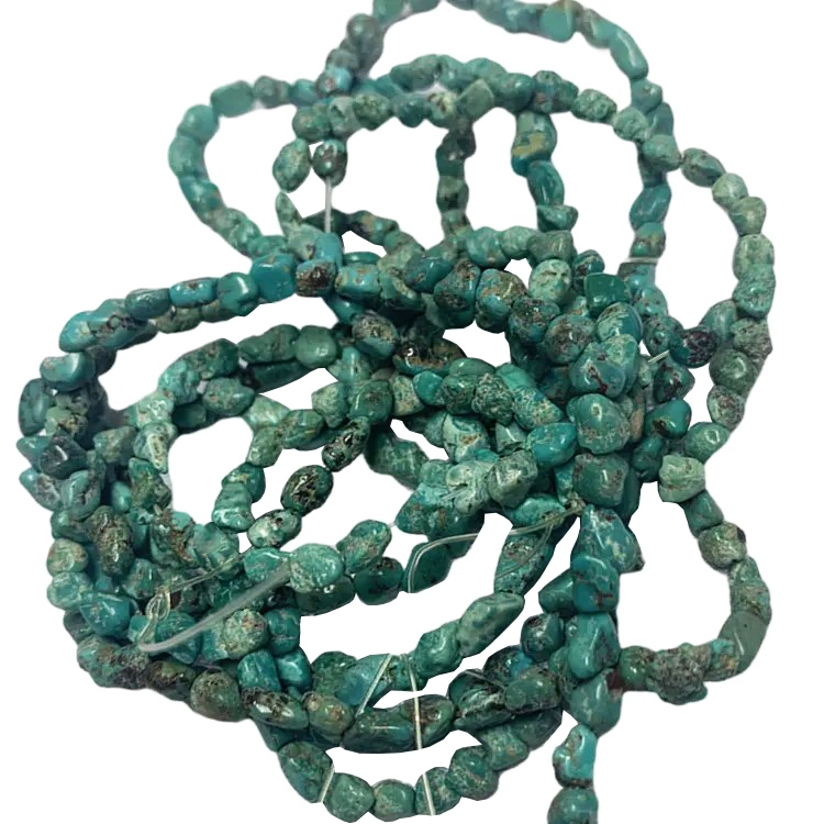 Natural Blue Pattern Turquoise Free Shape Gold Nugget Gemstone Beads 1