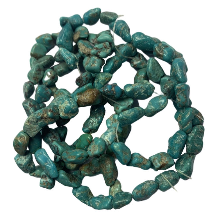 100% Təbii Həqiqi Firuzuel Yaşıl Mavi Gemstone Çınqıl Blok Chip Muncuq 1