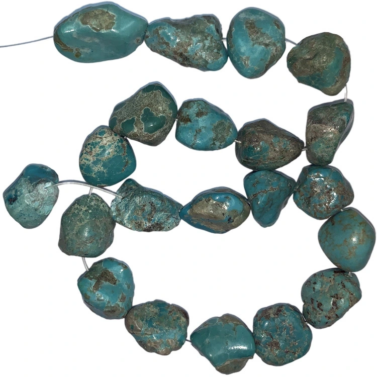 Orijinal firuzəyi hamar kobud rondelle nugget çipi boş gemstone muncuqları 1