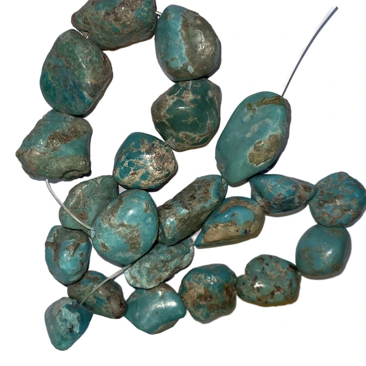 Orijinal mavi firuzəyi hamar kiçik nugget çipi boş gemstone muncuqları 1