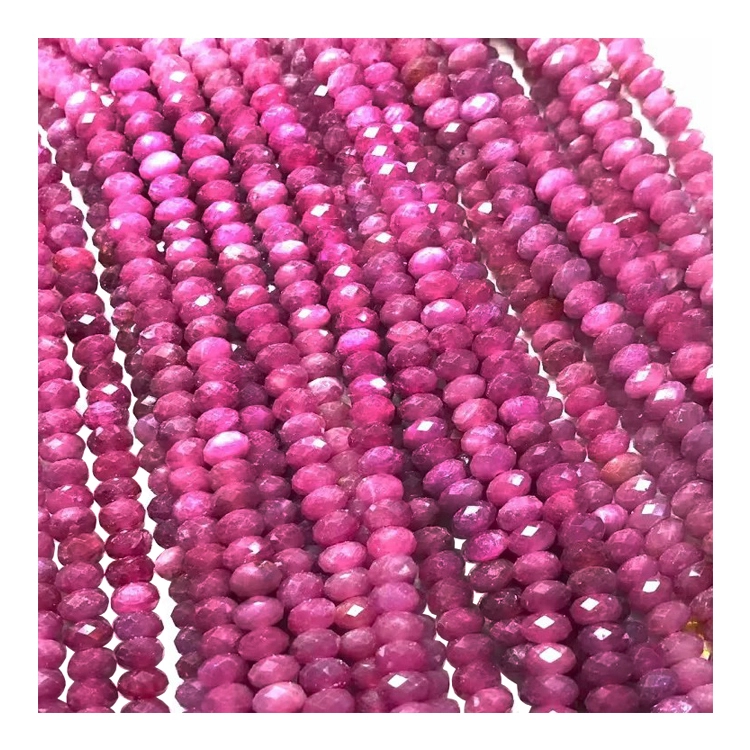 Natural South Africa Ruby Beads Faceted Rondlle Beads urefu urefu 16 inch 1