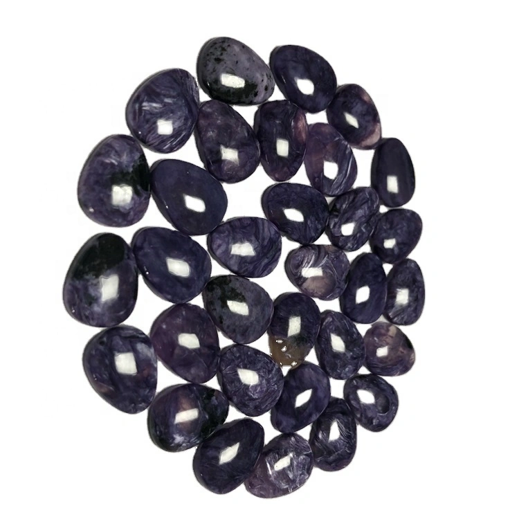 Natural Pear Short Charoite Cabochon Gerð fyrir skartgripi Loose Gemstone 1