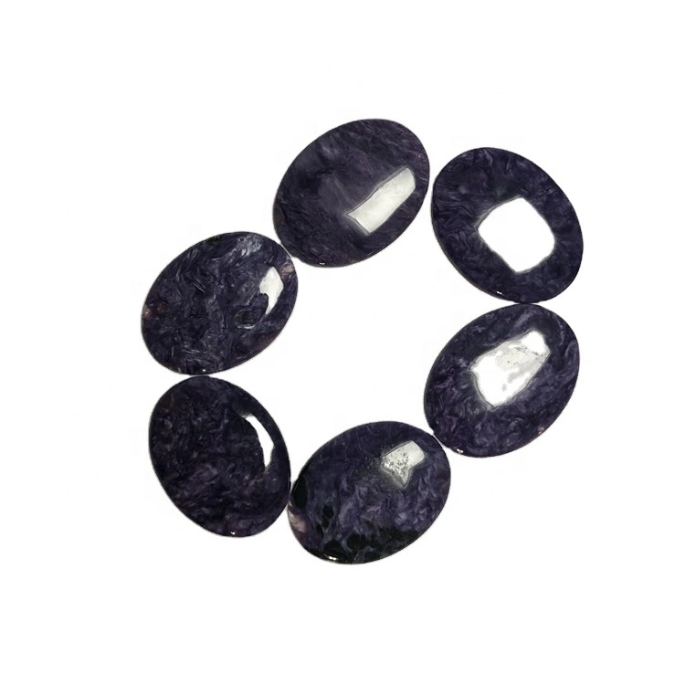 6 Pcs Lot Charoite Oval Cabochon 35x26x4mm (6 pcs) Charoite flatback cabochons 1