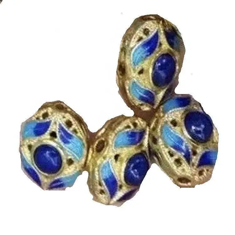 Natural Cloisonne Silver Fittings With Inlaid Lapis Gemstone Jewelry 1