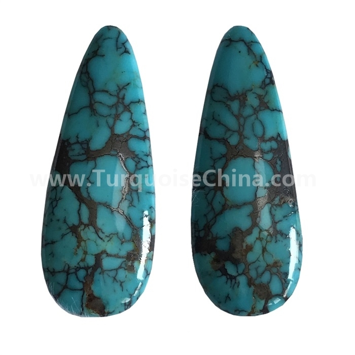 top quality kingman spiderweb naturally turquoise match pears cabochon gemstone jewellery 1
