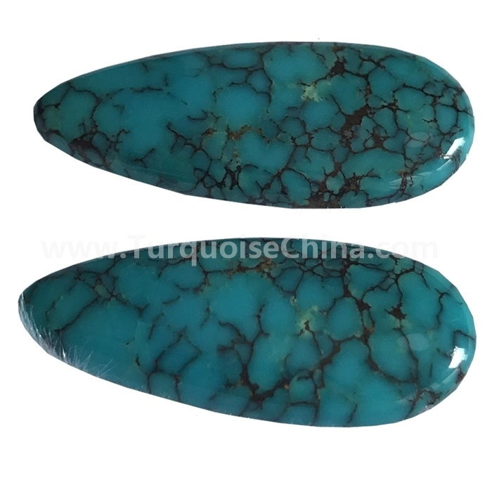 Natural Tibet Turquoise Pear Pair Cabochon Loose Gemstone 1