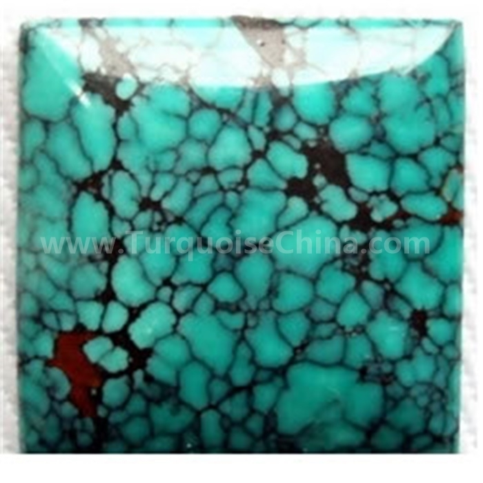 Natural  Rough Spider-Web Turquoise Square Cabochon 1