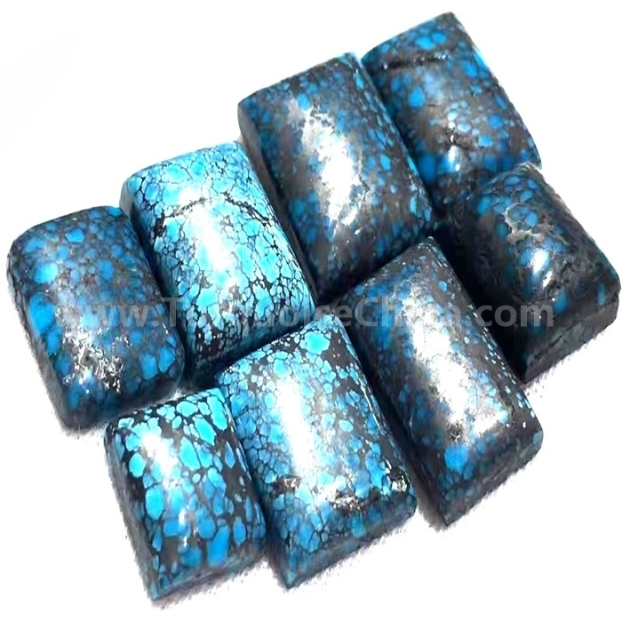 Natural Spiderweb dark top Blue Turquoise Gemstone Cabochon 1