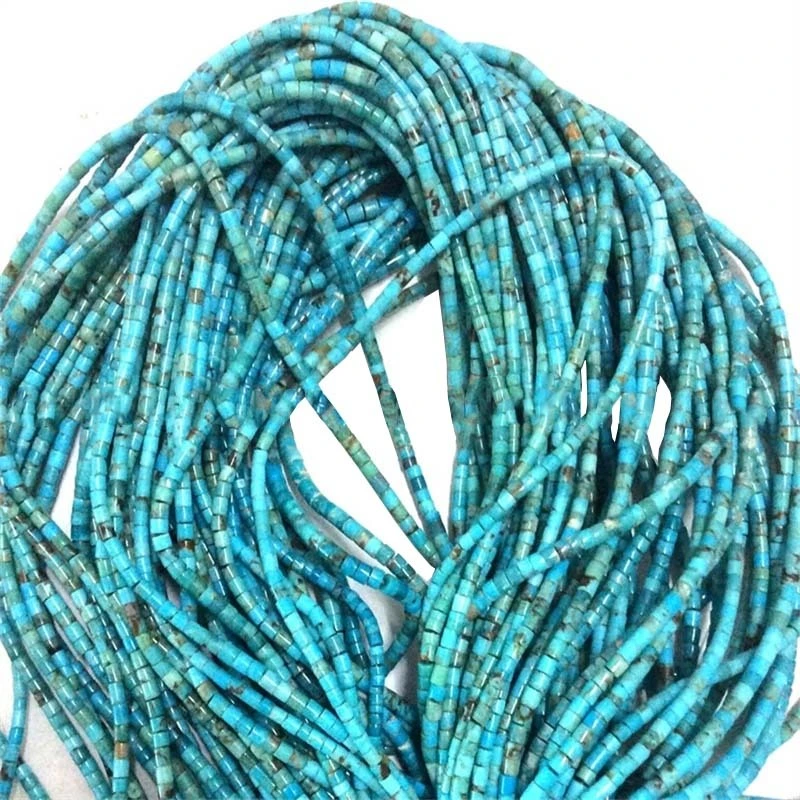 Turquoise na-acha anụnụ anụnụ na-acha anụnụ anụnụ na-acha anụnụ anụnụ na-acha anụnụ anụnụ, mkpụrụ osisi na-ata ata, China Turquoise Heishi beads 1