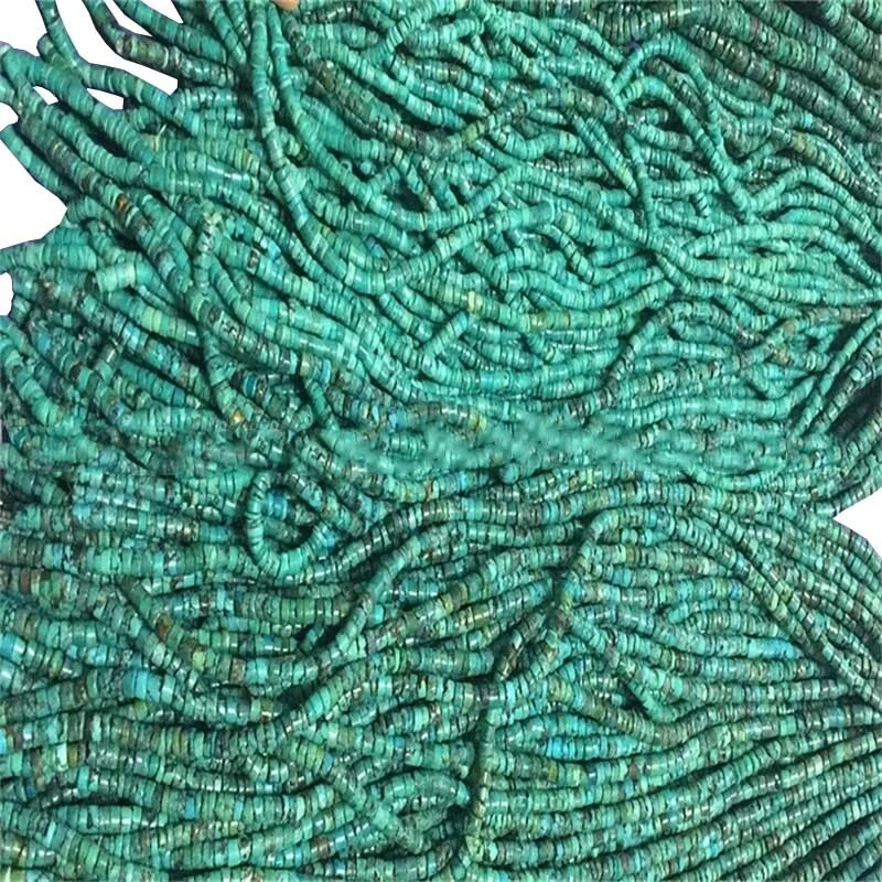 Mohave Yaşıl, Kingman firuzəyi Heishi muncuqları 16inch başına 1
