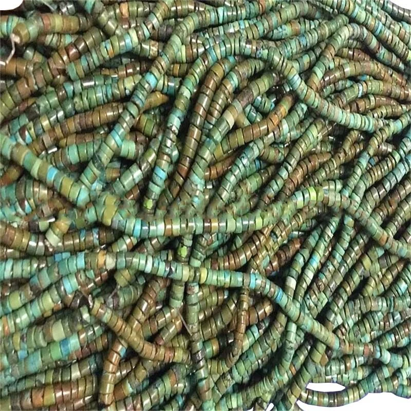 China Hubei Turquoise Heishi beads,greenish mixture color turquoise heishi beads jewellery 1
