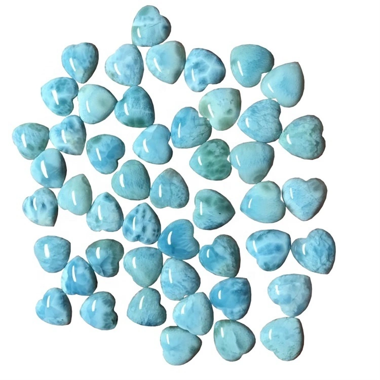 טבעי Larimar הלב צורה קבוטון חלק אבן חן 1