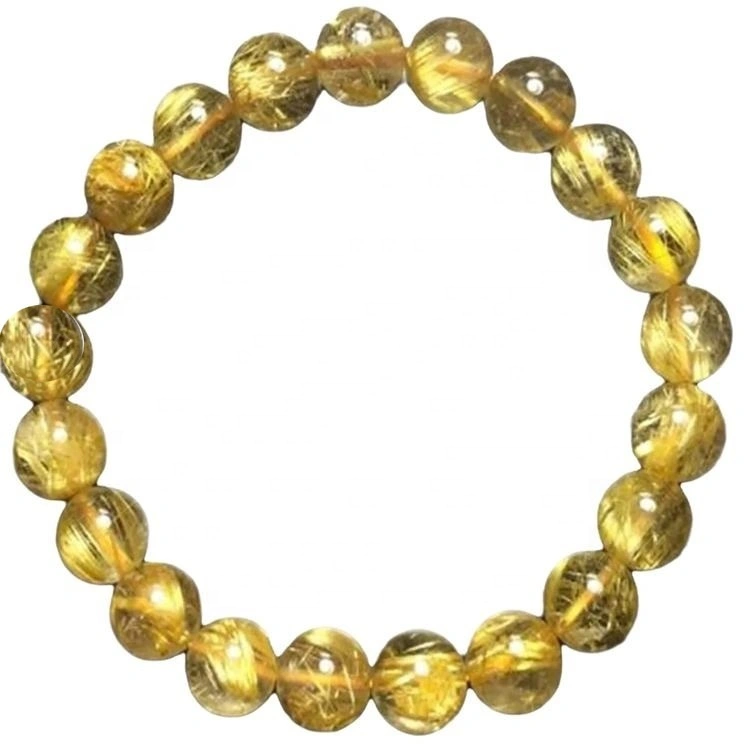 Envío gratis al por mayor piedra natural 6-14mm pulsera de cuarzo de oro rutilado de oro 1