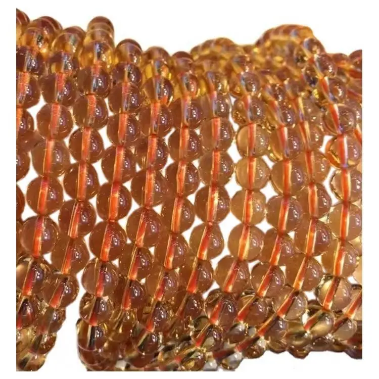Citrine gemstone nke 6mm 8mm 10mm gburugburu strands, bemstone beads maka ọla na-eme 1
