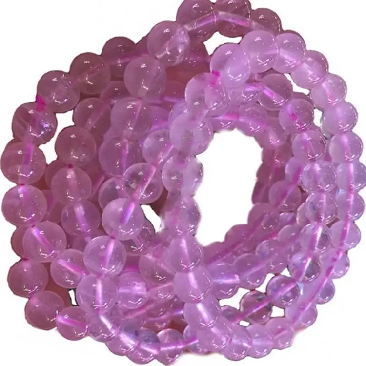 Pulseras de piedra rosa rosa rosa de cuarzo de cuarzo Pulseras de artesanía / Hacer joyas perlas naturales 1