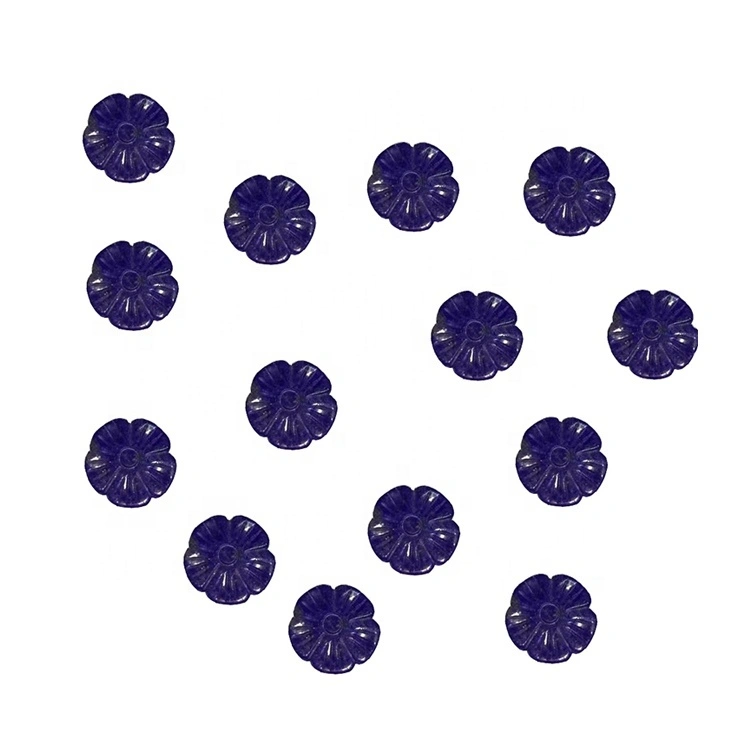 Carved Lapis Lazuli Flower Gemstone Beads 1