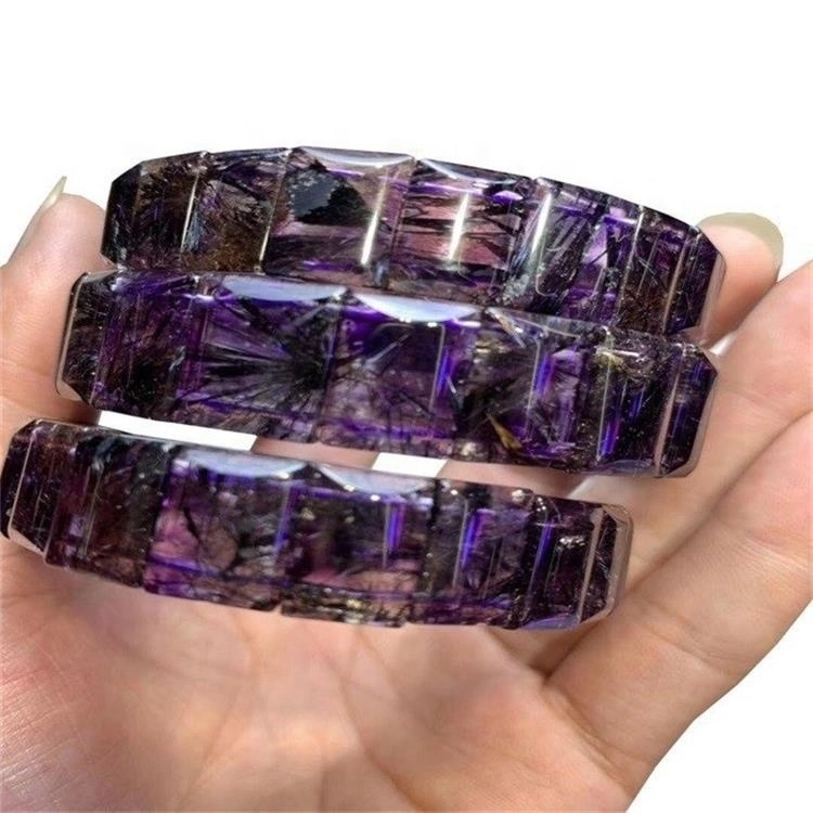Venta caliente al por mayor Natural Sugilite Bangle Pulseras de piedras preciosas facetadas 1
