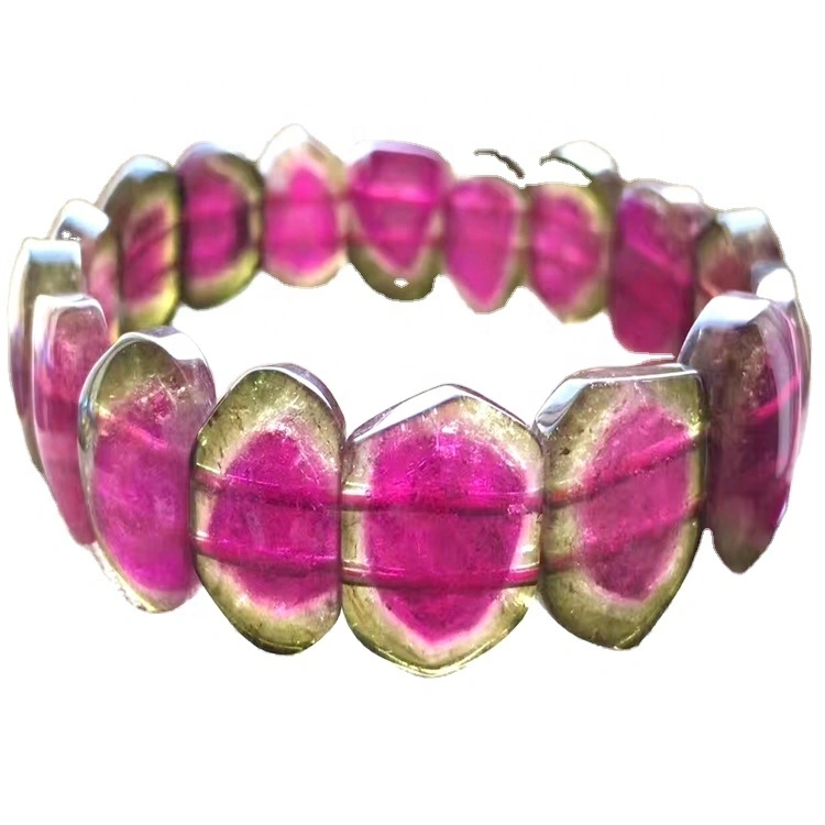 Hacer al por mayor Tourmaline Ruberélite Brillante Brillante Brazalete Natural Turmalina Pulsera Charm Pulseras Piedra de Energía Natural 1