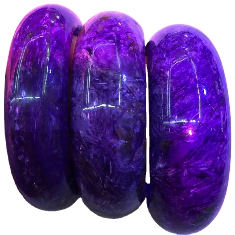 Corte especial de mayor calidad Charoite Brazalete Joyería Charoite Ruso Brazalete Natural Gemstone Bangle Genuino 1