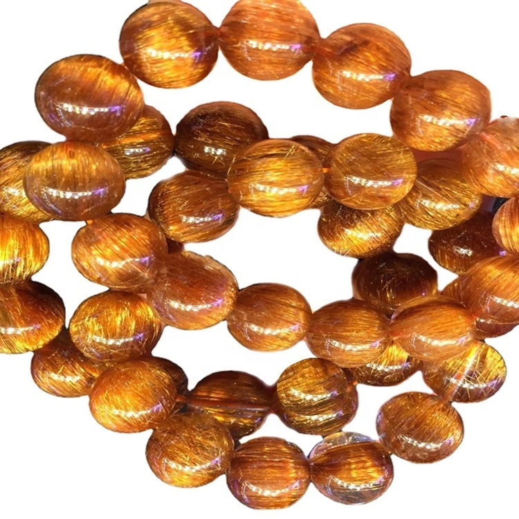 Pulsera de piedra rutilada de cobre de grado de joyería saludable Pulsera de piedra natural 1