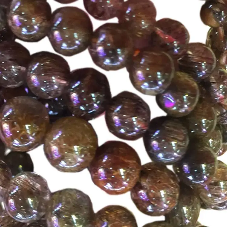 Joyas de brazaletes de cuarzo rutiladas coloridas 6mm 8mm 10mm 12mm Beads redondos hacen al por mayor 1